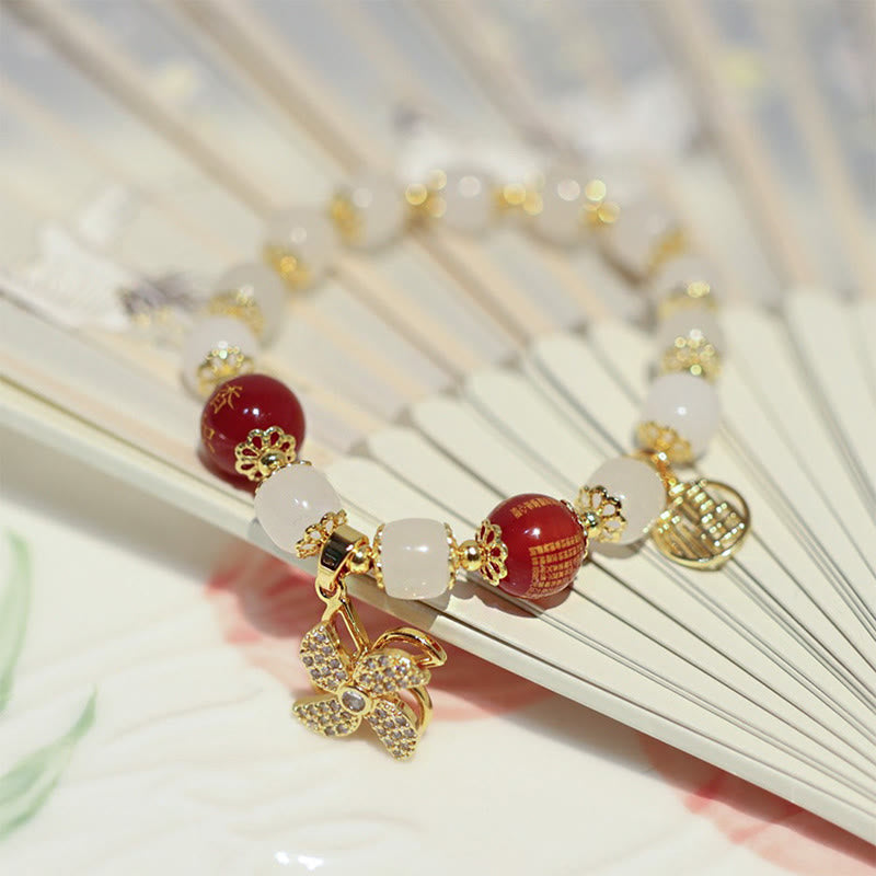 Buddha Stones Windmill Chinese Lock Charm Fu Character Blessing Bracelet - image 4