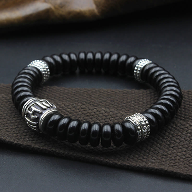 Buddha Stones Natural Tibetan Coconut Shell Om Mani Padme Hum Positive Bracelet - image 5