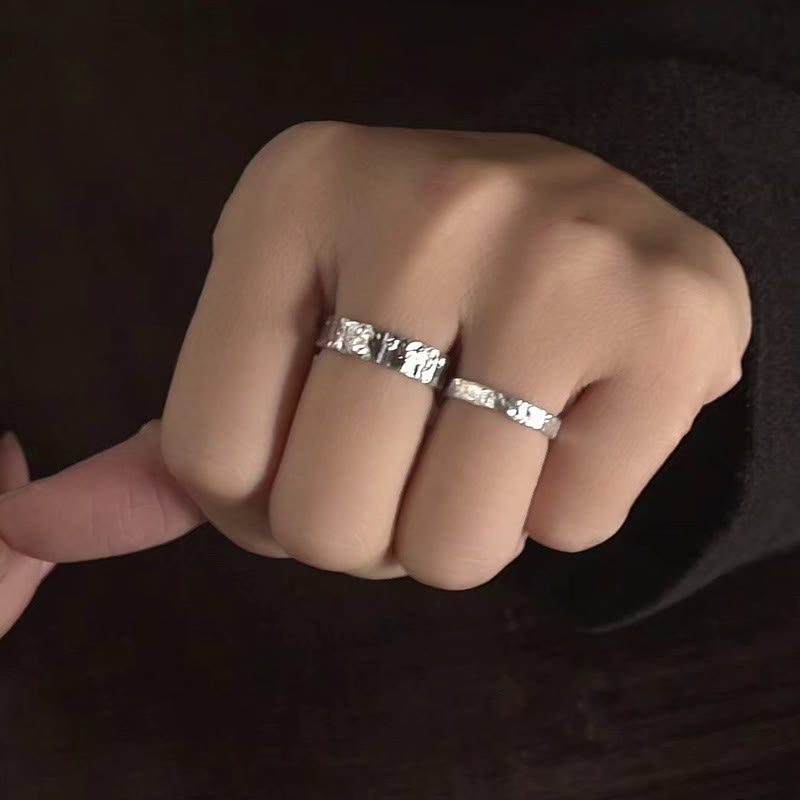 Buddha Stones 925 Sterling Silver Simple Design Blessing Couple Ring - image 9