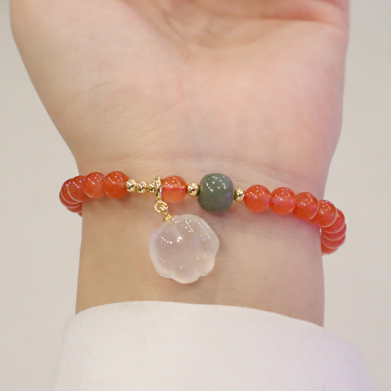 Buddha Stones Red Agate Chalcedony Cat Paw Jade Confidence Bracelet - image 1