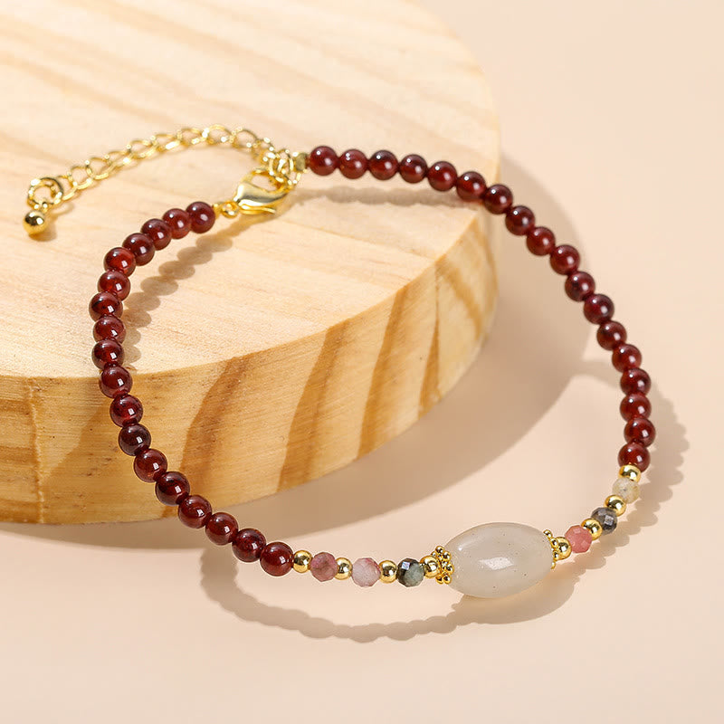 Buddha Stones Garnet Jade Tourmaline Bead Passion Bracelet - image 1