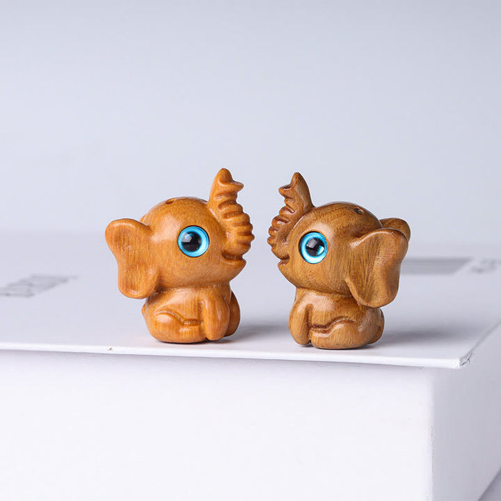 Buddha Stones Sandalwood Small Leaf Red Sandalwood Green Sandalwood Lucky Mini Elephant Carved Protection Decoration - image 16
