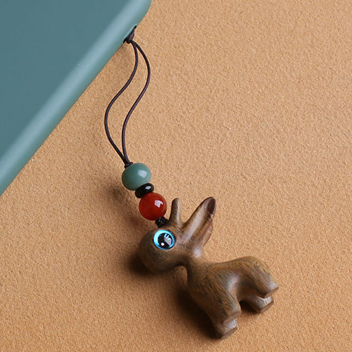 Buddha Stones Sandalwood Small Leaf Red Sandalwood Ebony Wood Green Sandalwood Lucky Mini Deer Carved Protection Key Chain Phone Hanging Decoration - image 17