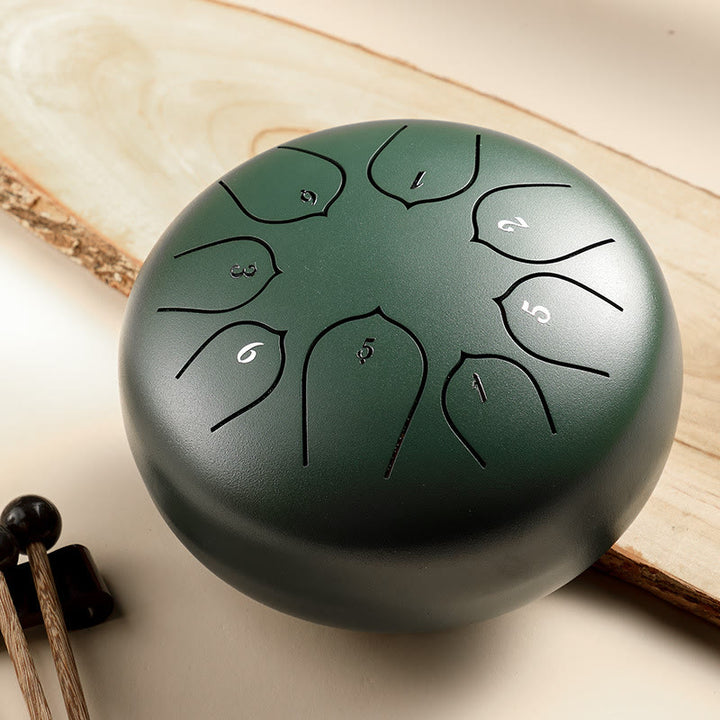 Buddha Stones Steel Tongue Drum Sound Healing Meditation Lotus Pattern Drum Kit 8 Note 6 Inch Percussion Instrument - DarkGreen - image 13