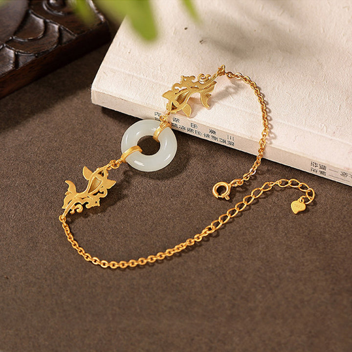 Buddha Stones White Jade Koi Fish Prosperity Bracelet - image 5