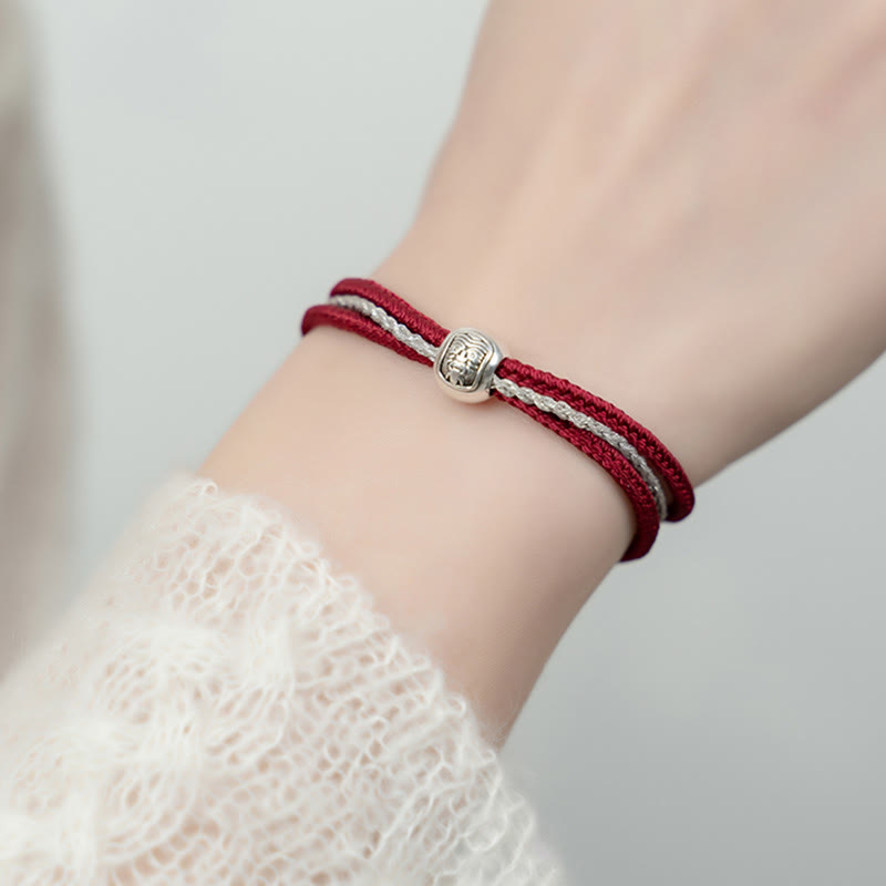 Buddha Stones 925 Sterling Silver Tibetan Zakiram Goddess of Wealth Luck Rope Bracelet - image 7