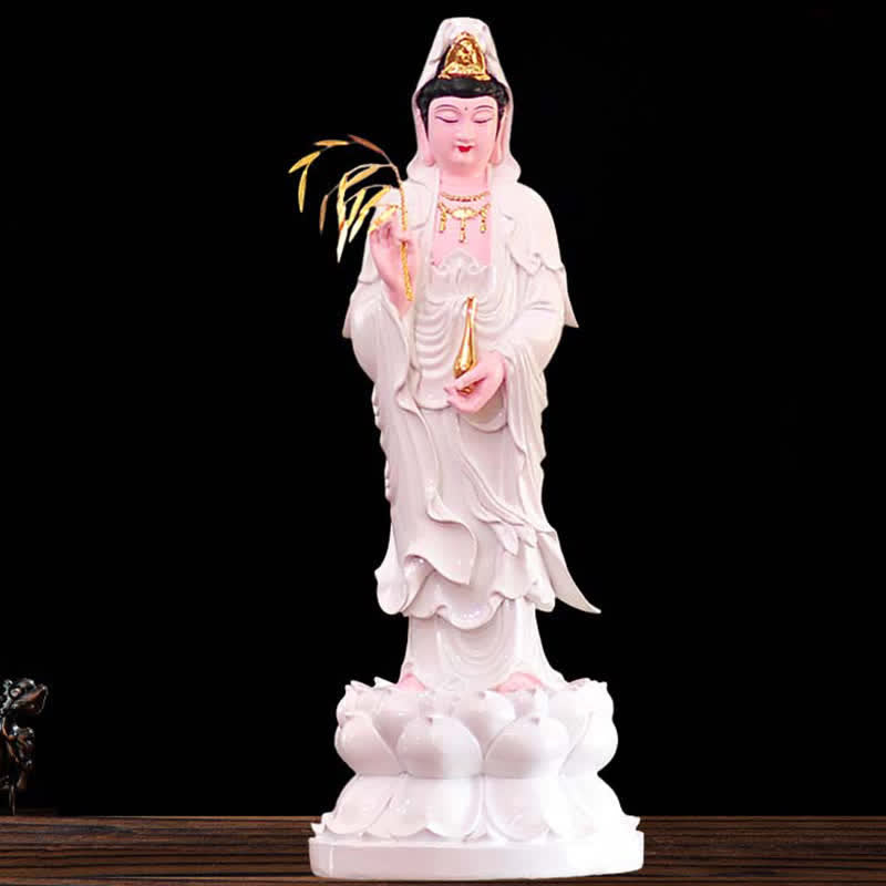 Buddha Stones Chenrezig Bodhisattva Avalokitesvara Figurine Harmony Resin Statue Home Decoration - White - image 6