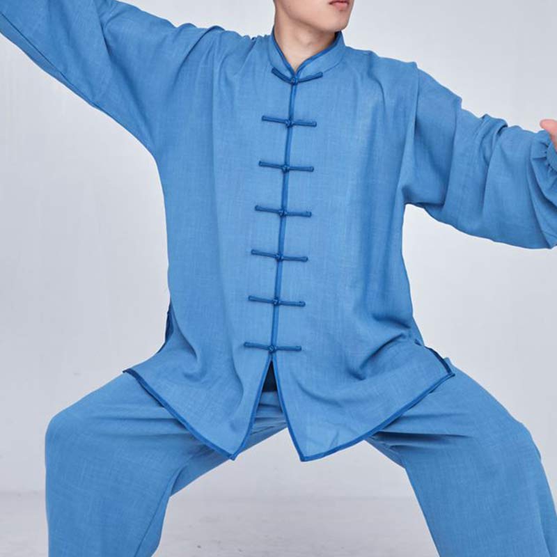 Buddha Stones Meditation Zen Prayer Spiritual Tai Chi Qigong Practice Unisex Embroidery Clothing Set - DeepSkyBlue Long Sleeve - US14，UK/AU18，EU46 (3XL) - image 20