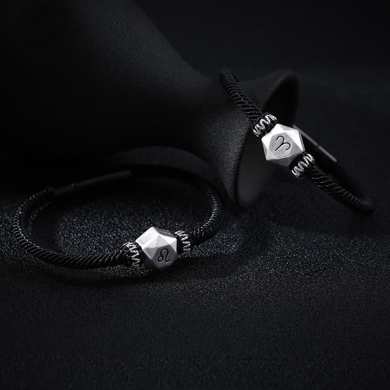 Buddha Stones 999 Sterling Silver 12 Constellations of the Zodiac Protection Handmade String Bracelet - image 1