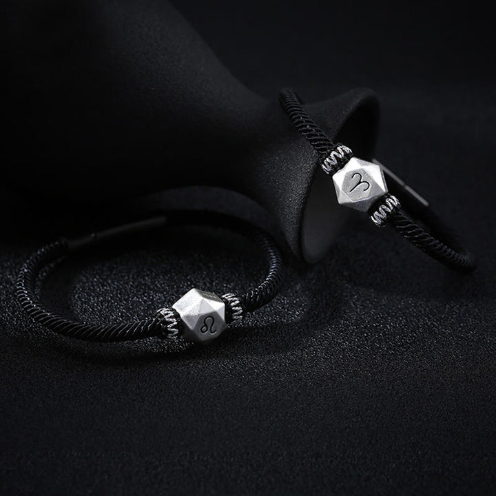 Buddha Stones 999 Sterling Silver 12 Constellations of the Zodiac Protection Handmade String Bracelet - image 1