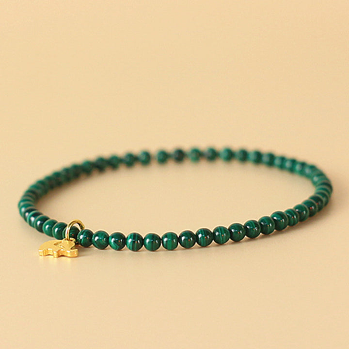 Buddha Stones Natural Malachite Elephant Anti-Anxiety Charm Bracelet - image 1