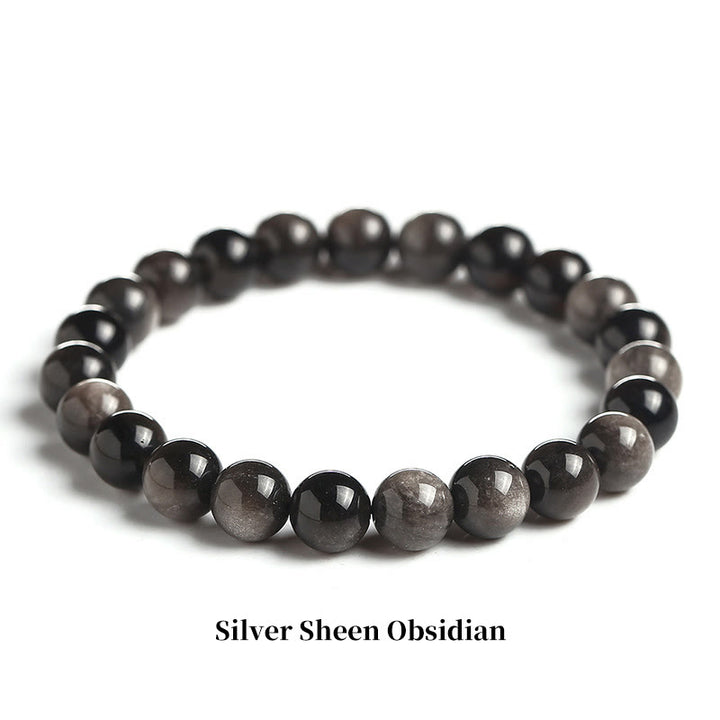 Buddha Stones Natural Stone Quartz Healing Beads Bracelet - 8mm - Silver Sheen Obsidian - image 7
