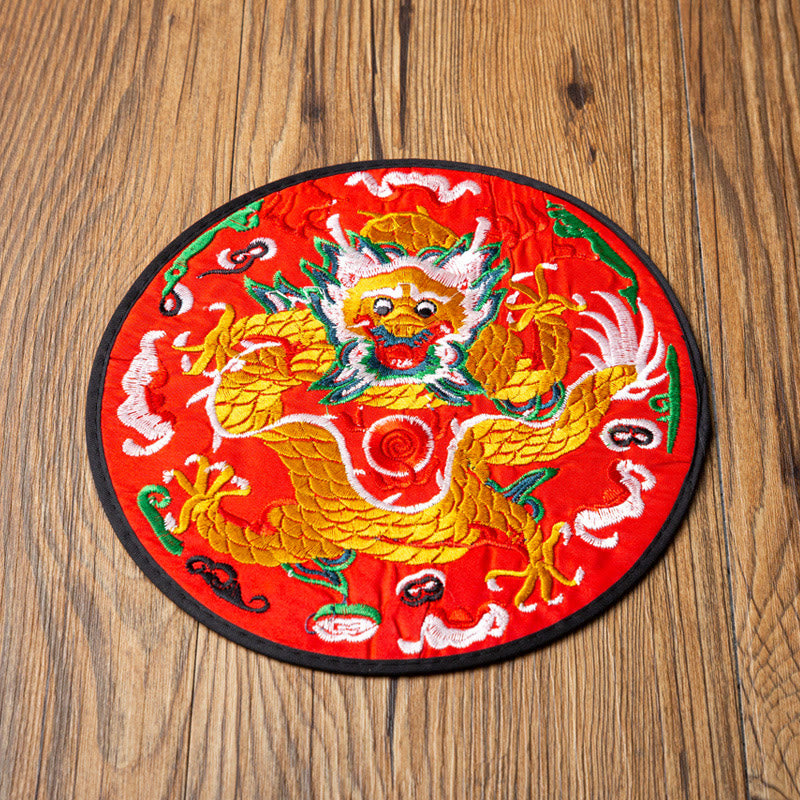 Buddha Stones Dragon Embroidery Cup Mat Pad Tea Cup Coaster Kung Fu Tea Mat - Red Dragon - image 15