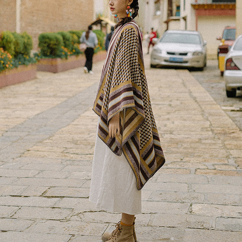 Buddha Stones Tibetan Shawl Classic Pattern Winter Cozy Warm Travel Scarf Wrap - image 4