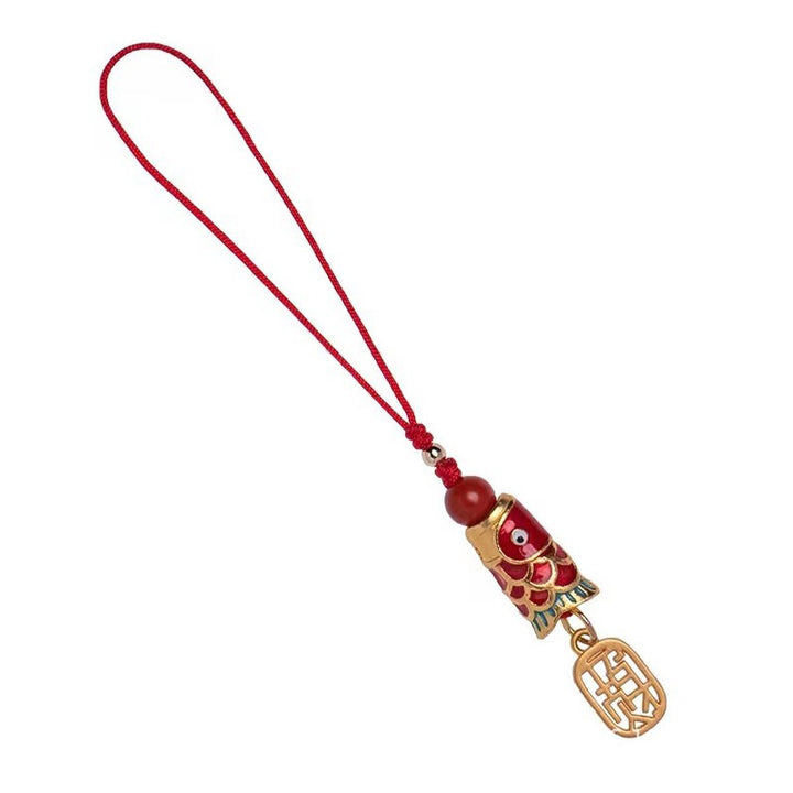 Buddha Stones Koi Fish Cinnabar Attracting Wealth Wish Ruyi Charm Luck Phone Hanging Decoration - image 8