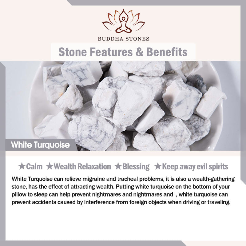 Buddha Stones White Turquoise Lotus Mala Healing Bracelet - image 7