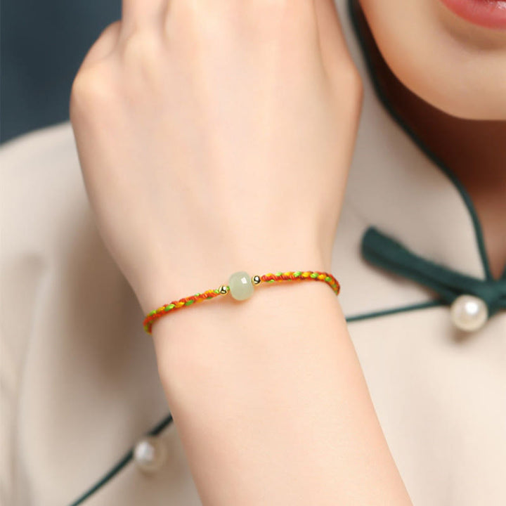Buddha Stones Colorful Rope Luck Jade Bead Abundance Bracelet - image 2