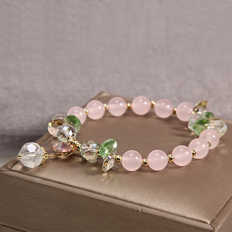 Buddha Stones Cat's Eye Pink Crystal Peace Charm Bracelet - image 4