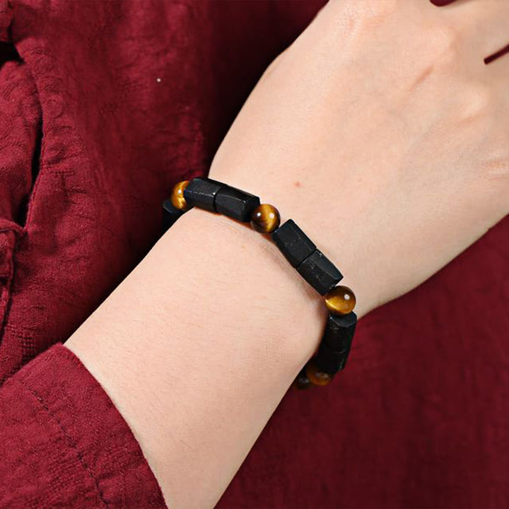 Buddha Stones Natural Black Tourmaline Tiger Eye Positive Bracelet - image 14