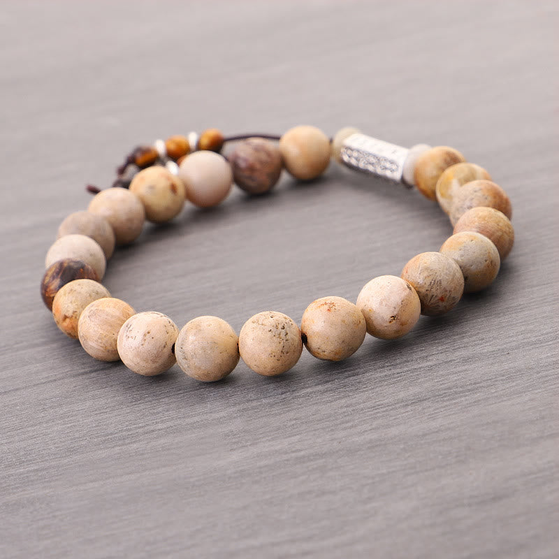 Buddha Stones Weathered Stone Om Mani Padme Hum Strengthen Bracelet - image 4
