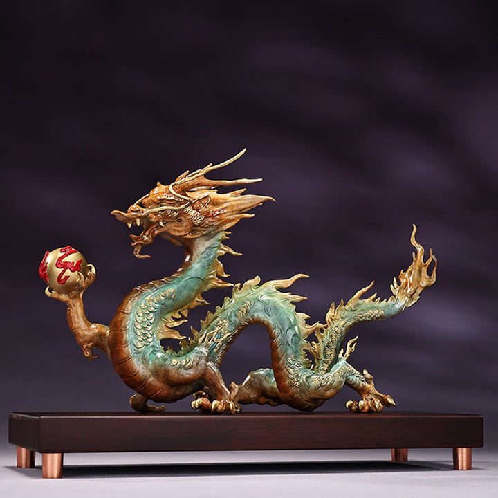 Buddha Stones Year Of The Dragon Auspicious Dragon Brass Copper Luck Success Office Decoration - image 10