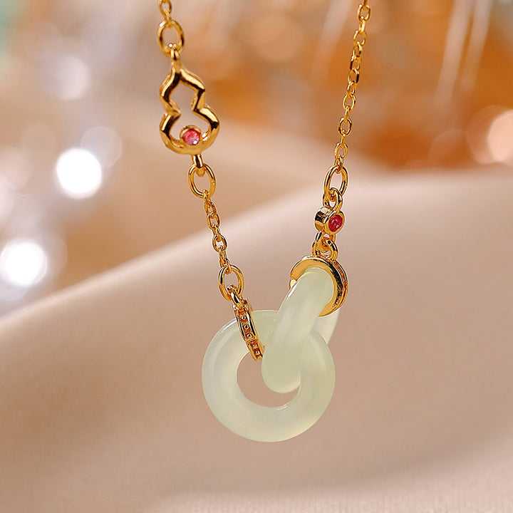 Buddha Stones 925 Sterling Silver Round Jade Luck Prosperity Necklace Chain Pendant - Jade - Gold - image 6