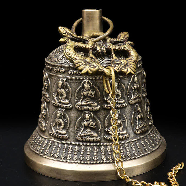 Tibetan Engraved Buddha Dragon Wind Chime Bell Copper Luck Wall Hanging Decoration - image 2
