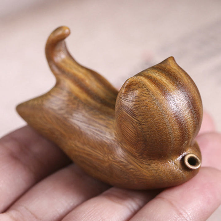 Buddha Stones Green Sandalwood Cute Cat Pattern Soothing Stick Incense Burner Decoration - image 6