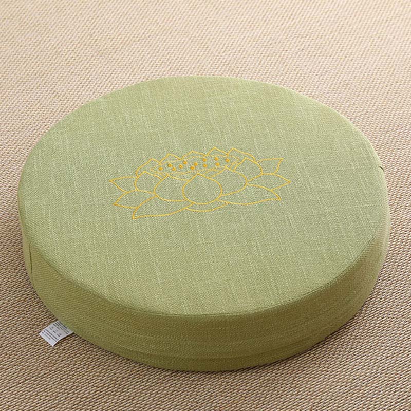 Buddha Stones Lotus Embroidery Cotton Linen Meditation Seat Cushion - Soft - 40cm*10cm - LightGreen - image 21