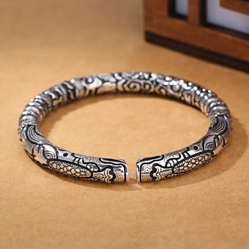 Buddha Stones Dragon Head Carved Luck Bracelet Bangle - image 5