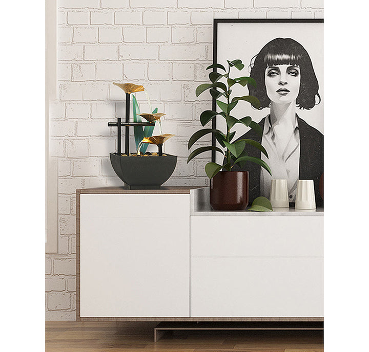 Buddha Stones Three Layers Waterfall Fountain Tabletop Lotus Ornaments With River Rocks Desktop Decoration - image 14