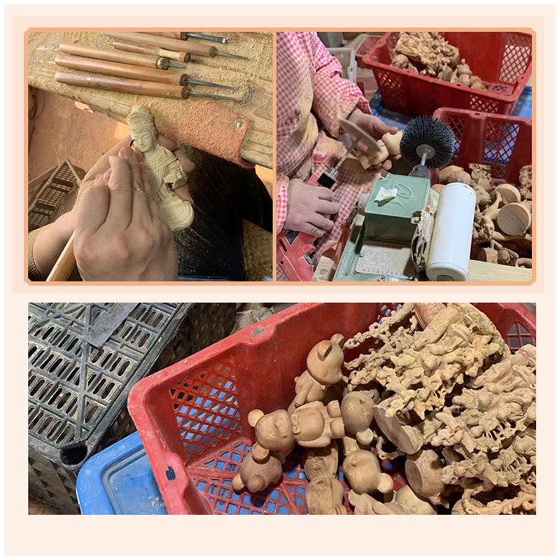 Buddha Stones Green Sandalwood Small Leaf Red Sandalwood Cute Cat Animals Soothing Peace Decoration - image 43