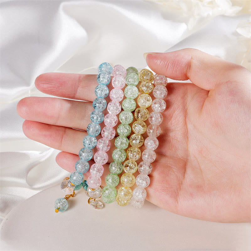 Buddha Stones Simple Design Flower Charm Glass Bead Bracelet - image 2