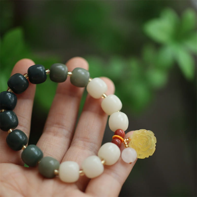 Buddha Stones Gradient Bodhi Seed Amber Lotus Peace Bracelet - image 7