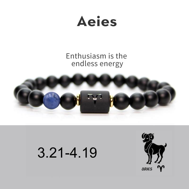 Buddha Stones 12  Constellations of the Zodiac Black Onyx Adjustable Bracelet - Aries - image 8