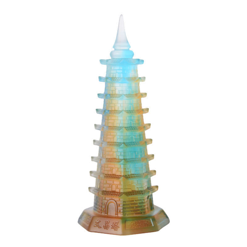 Buddha Stones Feng Shui Wenchang Tower Handmade Liuli Crystal Pagoda Art Piece Luck Home Office Decoration - image 13