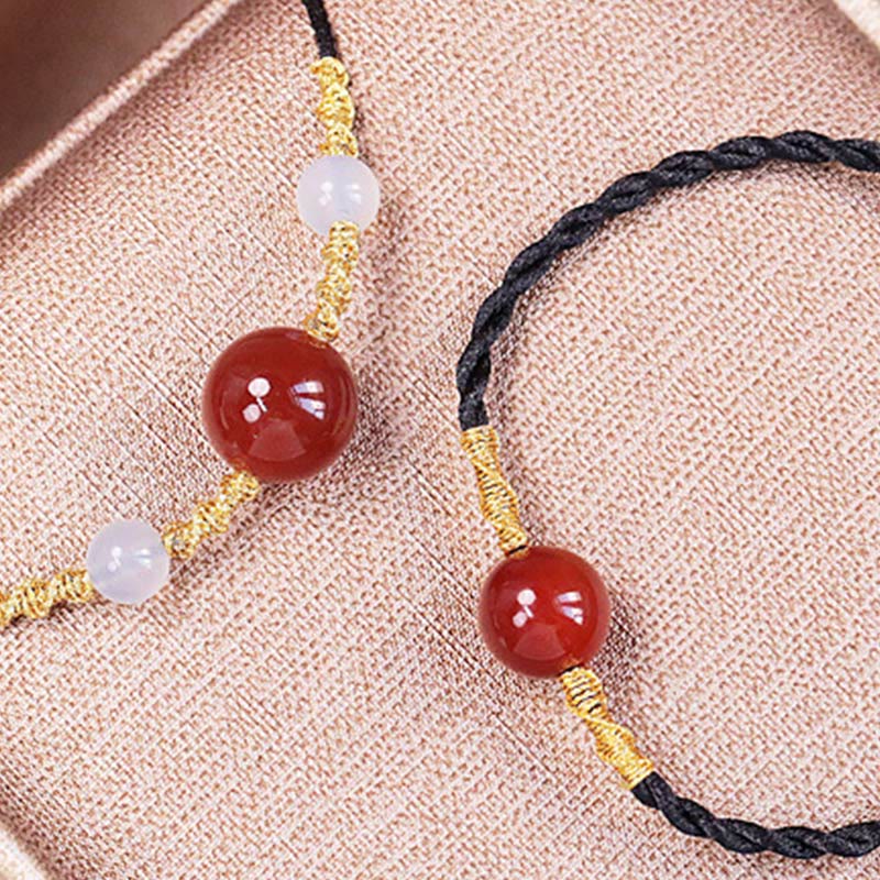 Buddha Stones Natural Red Agate Chalcedony Self-acceptance Confidence String Bead Bracelet Necklace Pendant - image 1