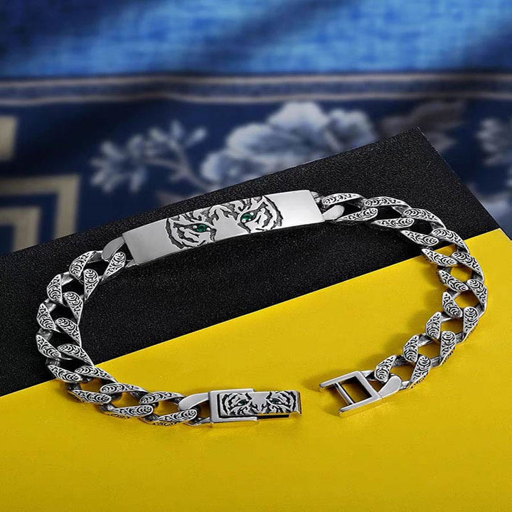 Buddha Stones Tiger Tang Dynasty Flower Design Copper Luck Chain Bracelet - image 2