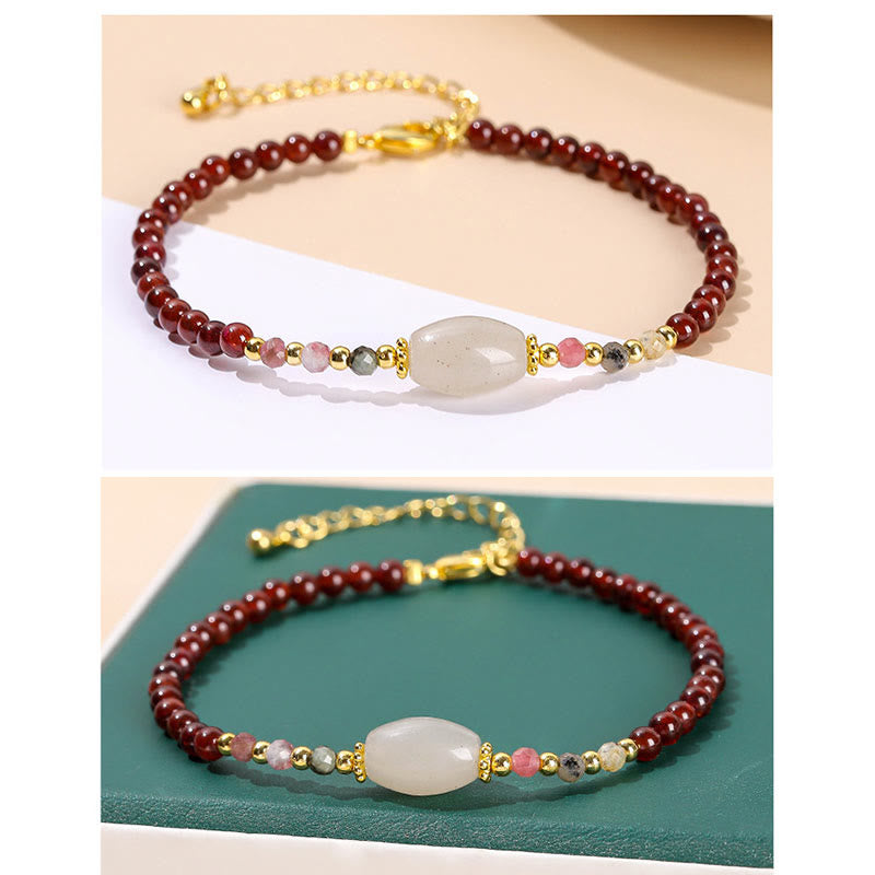 Buddha Stones Garnet Jade Tourmaline Bead Passion Bracelet - image 8