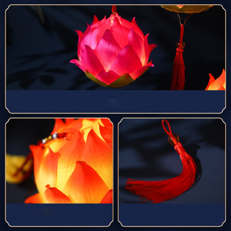 Buddha Stones DIY Lotus Flower Dragon Lantern Tassel Lamp Decoration - image 5
