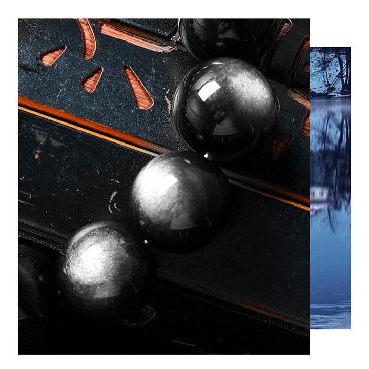 Buddha Stones Natural Silver Sheen Obsidian Soothing Protection Bracelet - image 14