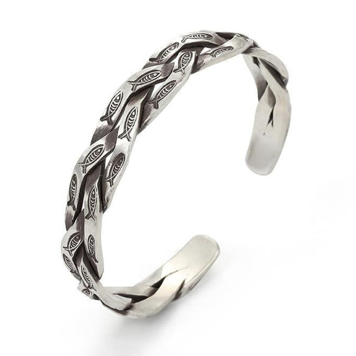 Buddha Stones Koi Fish Twisted Design Luck Wealth Cuff Bracelet Bangle - image 1