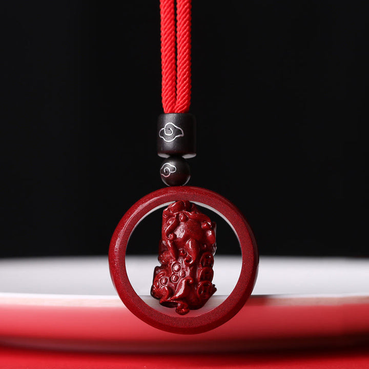 Buddha Stones Cinnabar Om Mani Padme Hum PiXiu Blessing Lucky Bead Necklace Pendant - PiXiu - Red Rope - image 24