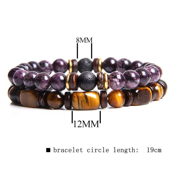 Buddha Stones 2PCS Healing Crystal Emperor Stone Tiger Eye Bead Bracelet - image 25