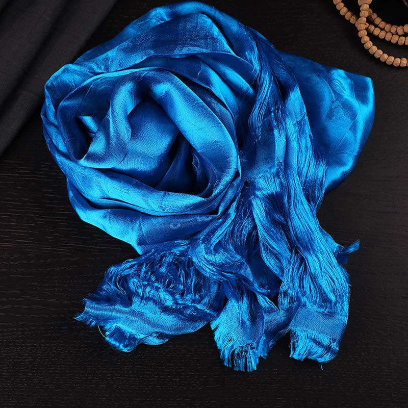 Buddha Stones Tibetan Blessing Auspicious 5 Colors Jacquard Khata Decoration - Blue - image 2