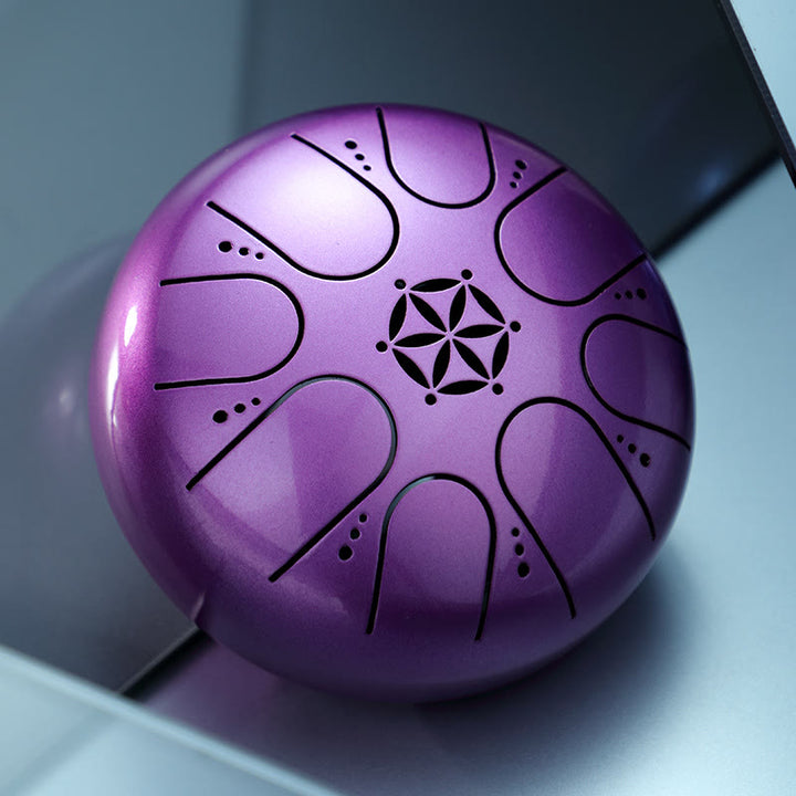 Buddha Stones Steel Tongue Drum Sound Healing Meditation Yoga Drum Kit 8 Note 5 Inch With Carry Bag - Purple - image 7