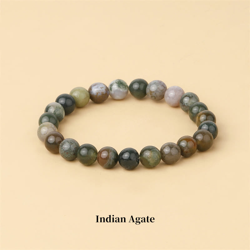 Buddha Stones Natural Stone Quartz Healing Beads Bracelet - 8mm - Indian Agate - image 69