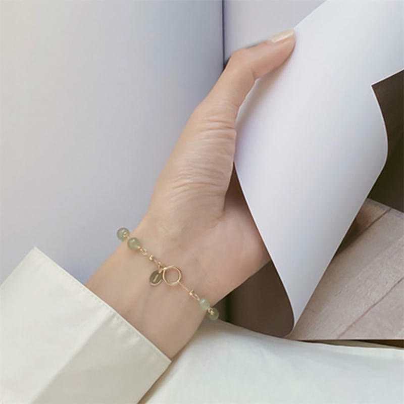 Buddha Stones Unique Natural Hetian Jade 14K Gold filled Luck Beaded Bracelet - image 2