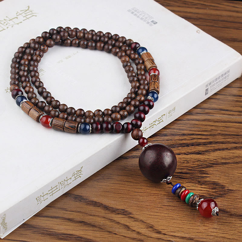 Buddha Stones Tibetan Wenge Wood Bodhi Seed Agate Balance Peace Necklace Pendant - Wenge Wood&Sandalwood Ball - image 4