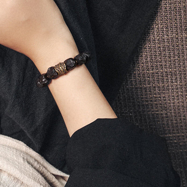 Buddha Stones Ebony Wood Copper Peace Balance Couple Bracelet - image 4